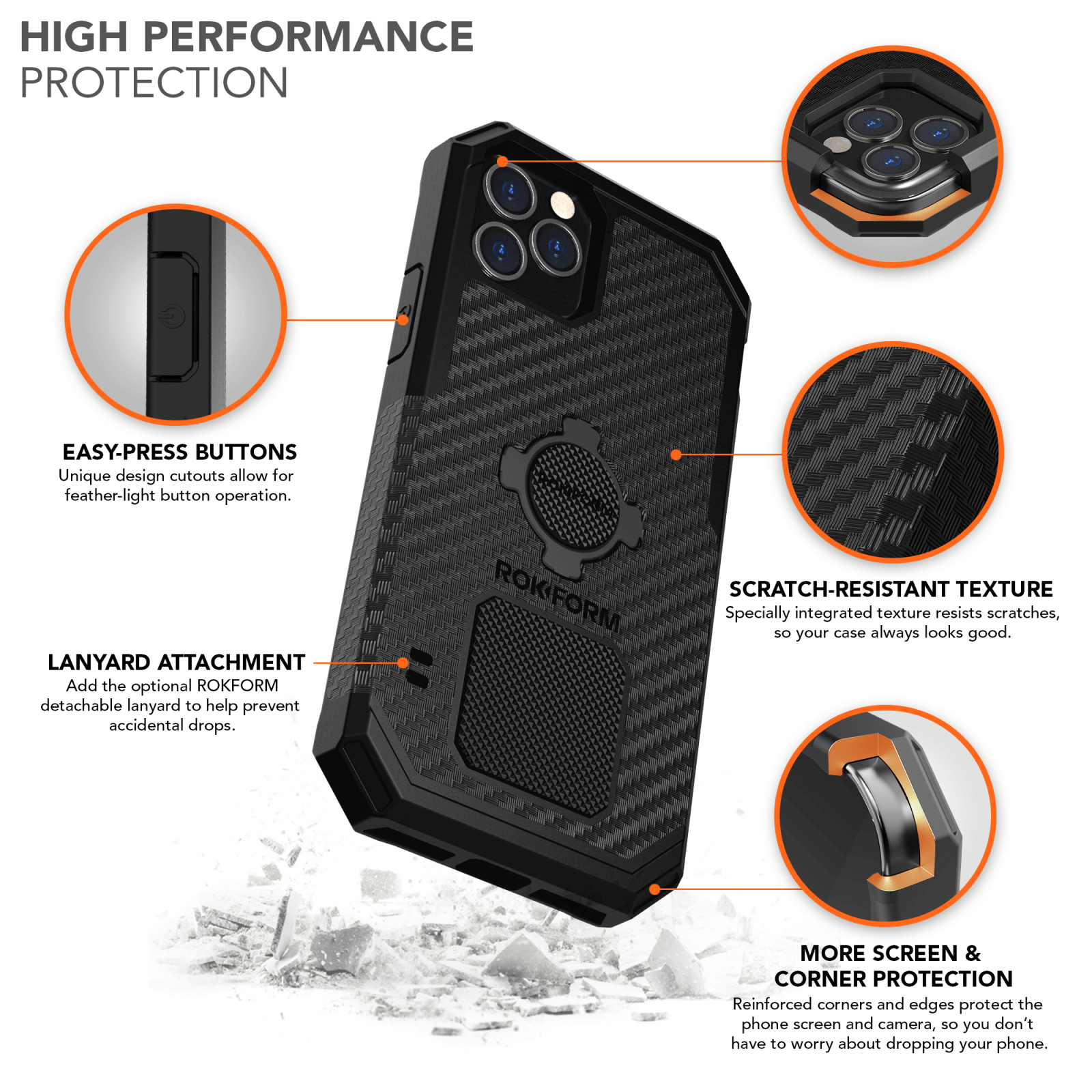 Rokform iPhone 12 Pro Max Rugged Case Military-Grade Magnetic Mountable Protection