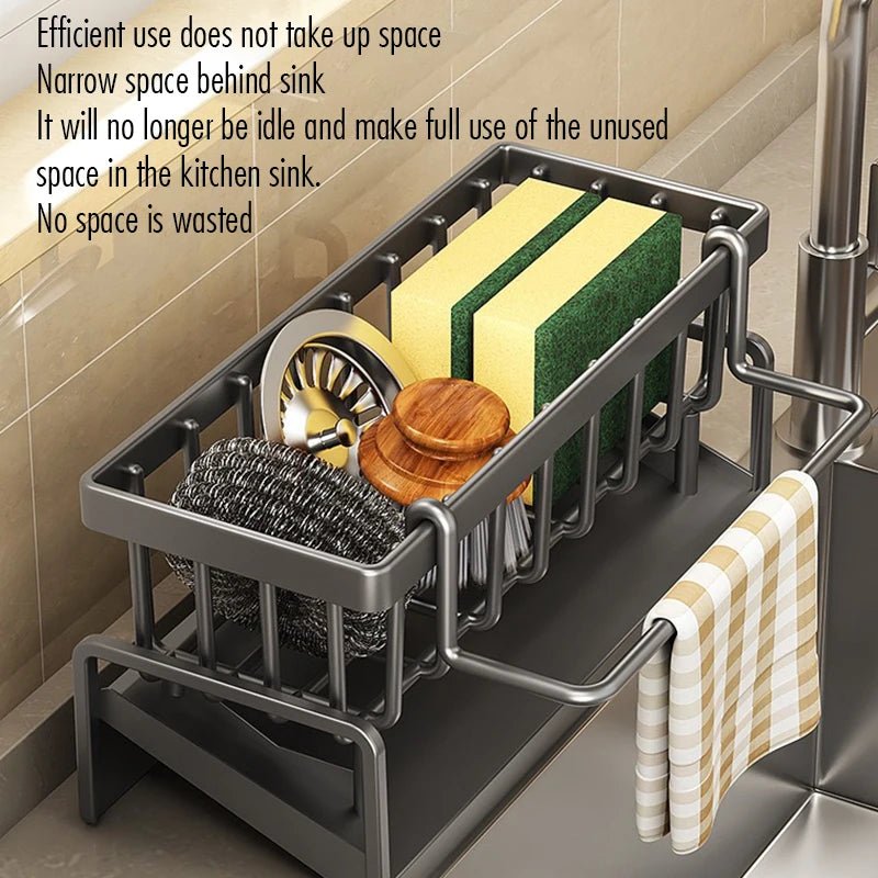 Kitchen Sink Drain Rack Organizer Abs Plastic Self-draining Sink Shelf Soap Sponge Holder Dishcloth Towel Rack Filter Basket