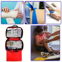 184pcs First Aid Kit, Multi-purpose Emergency Kit Supplies Portable Medical Bag, For Outdoor Hiking, Camping And More